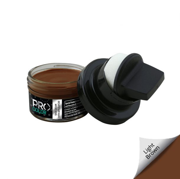 Shoe cream with applicator light brown