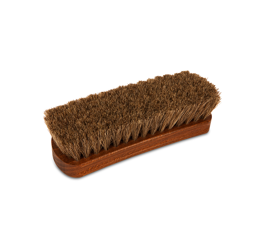 Shoe Brush- 100% Horsehair Shoe Brush for Leather, Shoes, Boots- Large 8  Premium Shine Brush- Fiamme (White) - The Vac Shop